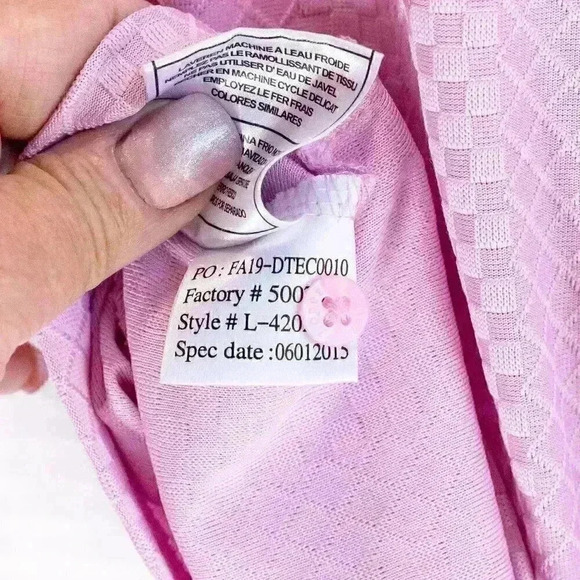 Lopez/Nancy Lopez Size S DeLux Dri pink geometric embossed short sleeve polo - Picture 13 of 16
